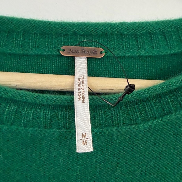 Free People Sweater Womens Medium 100% Cashmere Addie Argyle Green Oversized - Picture 5 of 12